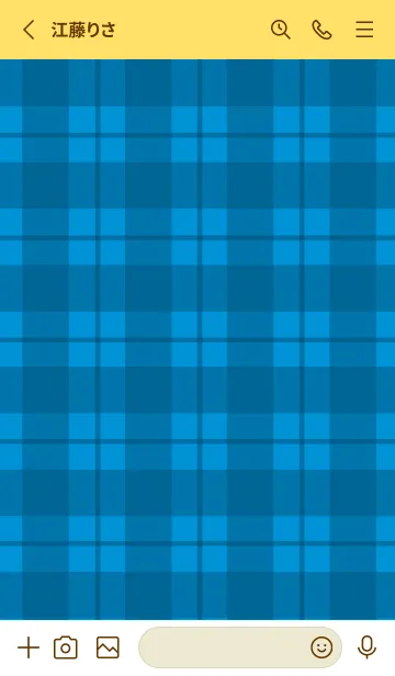[LINE着せ替え] 青チェックの着せかえ/イエローの画像2