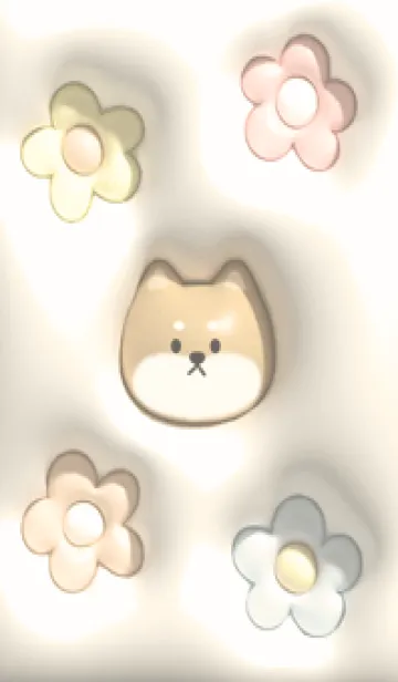 [LINE着せ替え] yellow♡ぷっくりな犬と花14_1の画像1