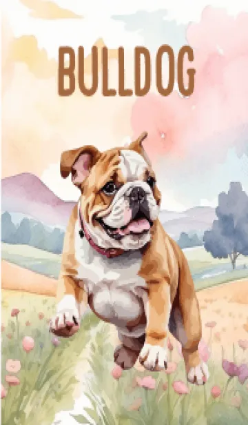[LINE着せ替え] Bulldog Dog In Flower Theme (JP)の画像1