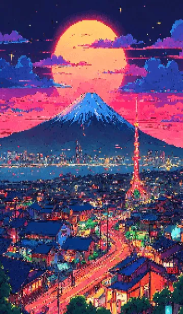 [LINE着せ替え] 満月の夜の富士山 V.2の画像1