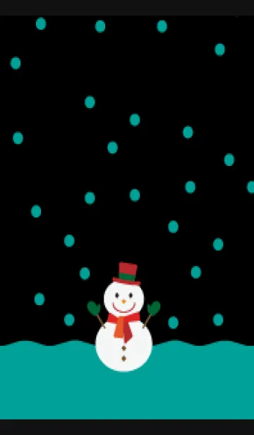 [LINE着せ替え] 雪とほほ笑む雪だるま 黒色の画像1