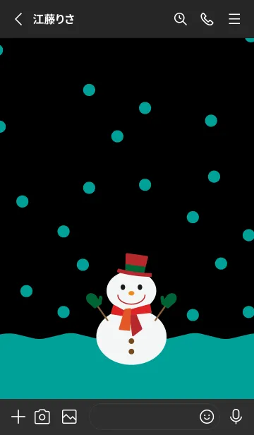 [LINE着せ替え] 雪とほほ笑む雪だるま 黒色の画像2