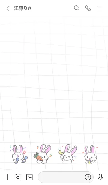 [LINE着せ替え] 白うさぎ 鉛筆風の画像2