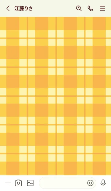 [LINE着せ替え] オレンジチェック/リーフグリーンの画像2