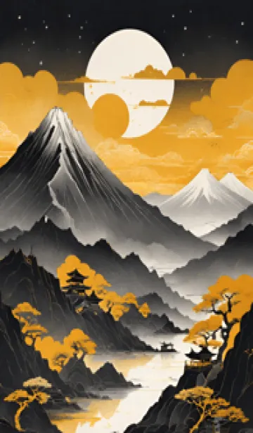 [LINE着せ替え] 浮世絵の風景-金 X 10の画像1