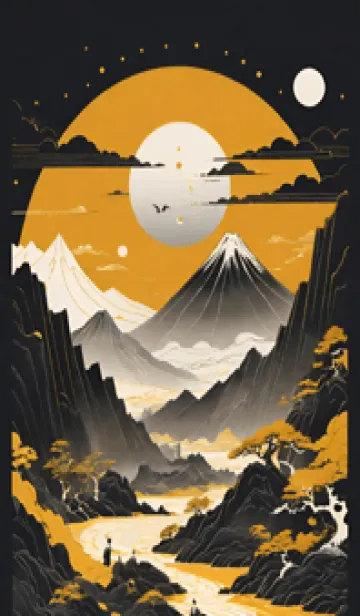 [LINE着せ替え] 浮世絵の風景-金 X 24の画像1