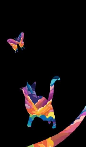 [LINE着せ替え] black 猫と蝶の画像1