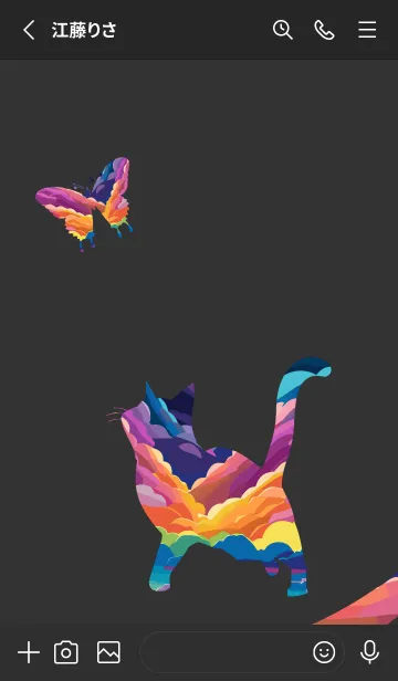 [LINE着せ替え] black 猫と蝶の画像2