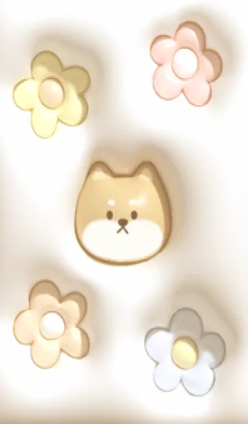 [LINE着せ替え] beige♡ぷっくりな犬と花05_1の画像1