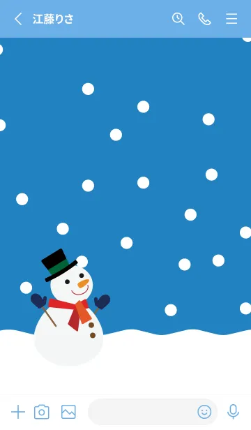 [LINE着せ替え] 雪と雪だるま 青色の画像2