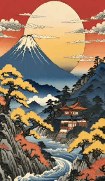 浮世絵の風景-金 X 3の着せ替えメイン画像