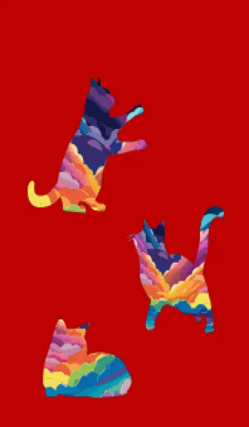red & beige 猫たちの着せ替えメイン画像