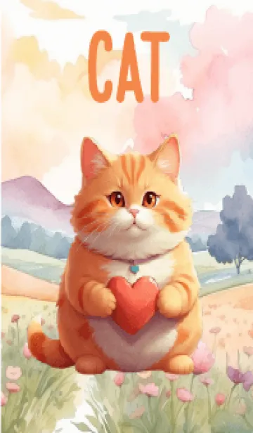 Cute Orange Cat In Flower Theme (JP)の着せ替えメイン画像