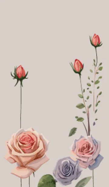 [LINE着せ替え] beige & gray 薔薇と蕾の画像1