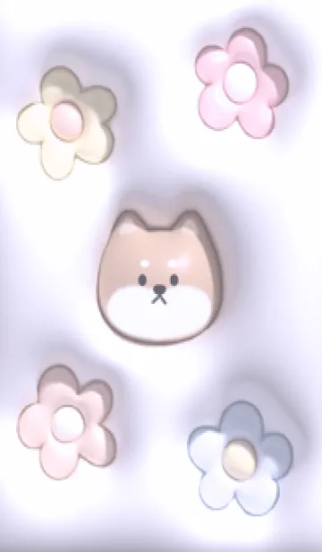 purple♡ぷっくりな犬と花12_1の着せ替えメイン画像