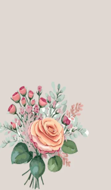 [LINE着せ替え] beige & gray 薔薇のブーケの画像1