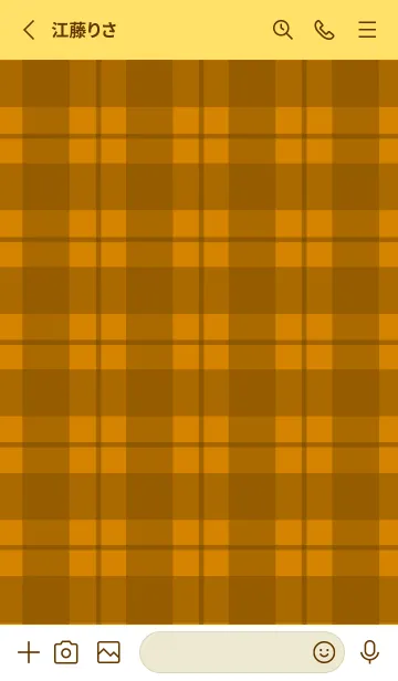 [LINE着せ替え] ブラウンチェックの着せかえ/イエローの画像2