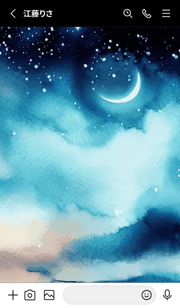 [LINE着せ替え] WATERCOLOR NIGHT SKY-moon-2の画像2