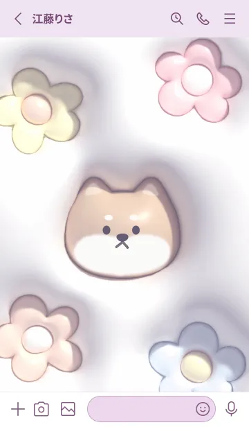 [LINE着せ替え] violet♡ぷっくりな犬と花04_1の画像2
