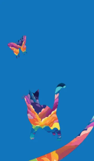 [LINE着せ替え] white & blue 猫と蝶の画像1