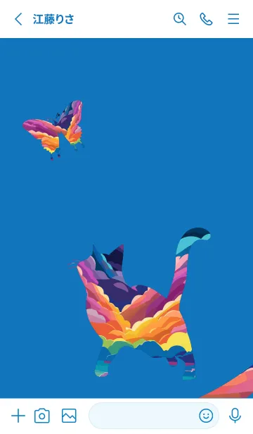 [LINE着せ替え] white & blue 猫と蝶の画像2