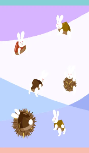 [LINE着せ替え] 栗うさぎ ピンクと水色の画像1