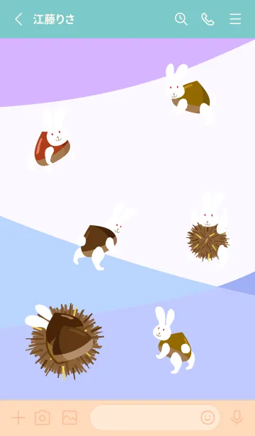 [LINE着せ替え] 栗うさぎ ピンクと水色の画像2