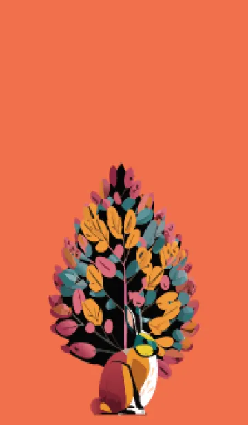 [LINE着せ替え] red & yellow カラフルな木とうさぎの画像1