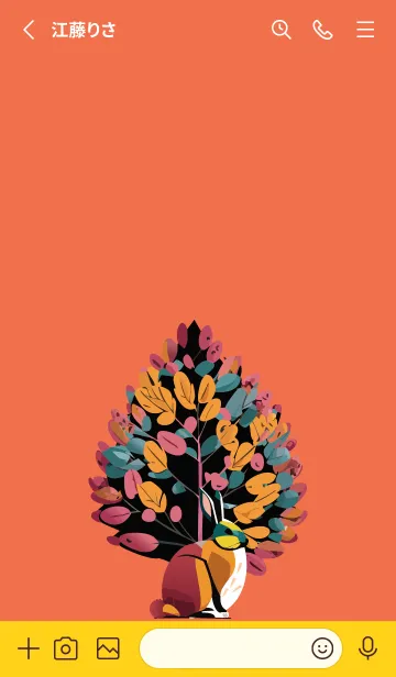 [LINE着せ替え] red & yellow カラフルな木とうさぎの画像2