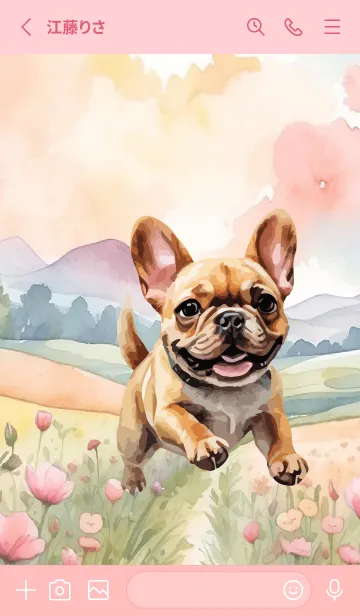[LINE着せ替え] French bulldog In Flower Theme (JP)の画像2