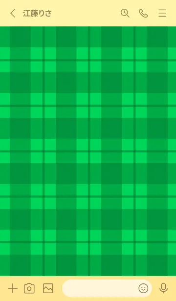 [LINE着せ替え] 緑チェックの着せかえ/ライトイエローの画像2