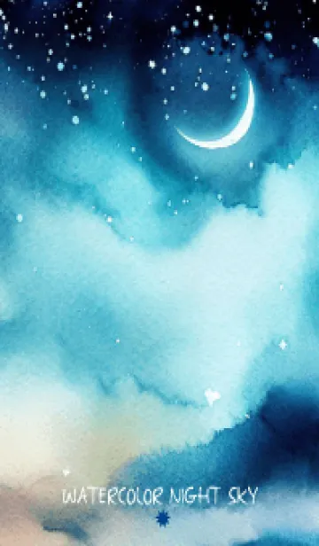 [LINE着せ替え] WATERCOLOR NIGHT SKY-moon-4の画像1