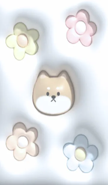 [LINE着せ替え] blue♡ぷっくりな犬と花15_1の画像1