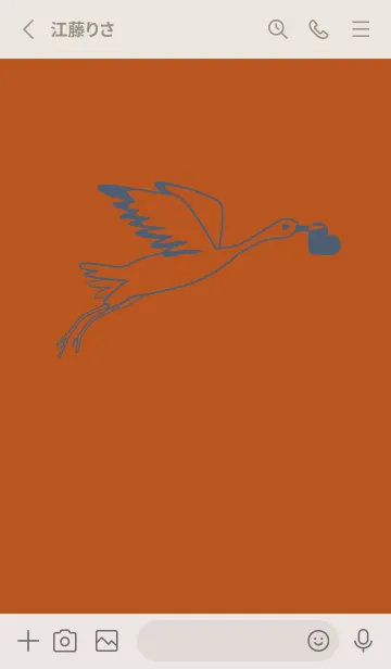 [LINE着せ替え] 鳥とハート 代赭の画像2