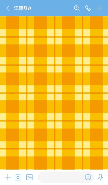[LINE着せ替え] オレンジチェック/ブルー/イエローの画像2