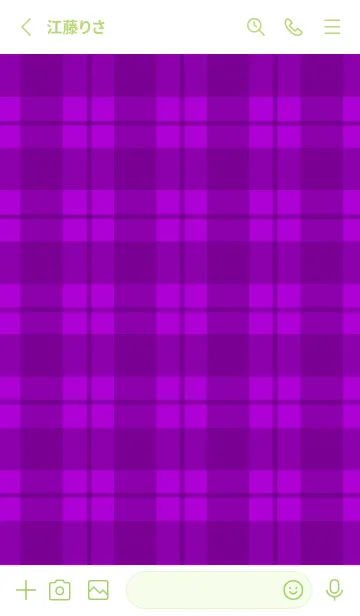 [LINE着せ替え] 紫チェックの着せかえ/イエローグリーンの画像2