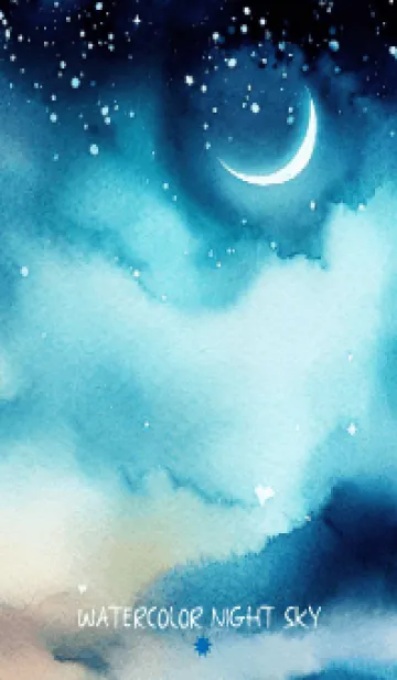 [LINE着せ替え] WATERCOLOR NIGHT SKY-moon-5の画像1