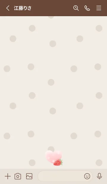 [LINE着せ替え] 苺とハート -ブラウン- ドットの画像2