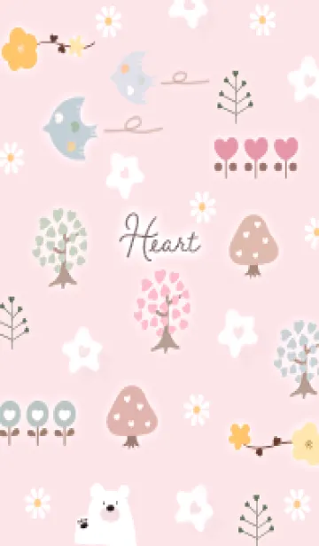 [LINE着せ替え] pink♡ハートの花10_1の画像1