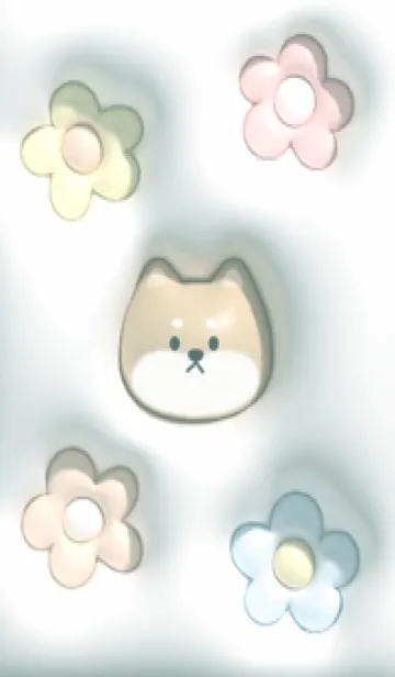 [LINE着せ替え] bluegreen♡ぷっくりな犬と花06_1の画像1