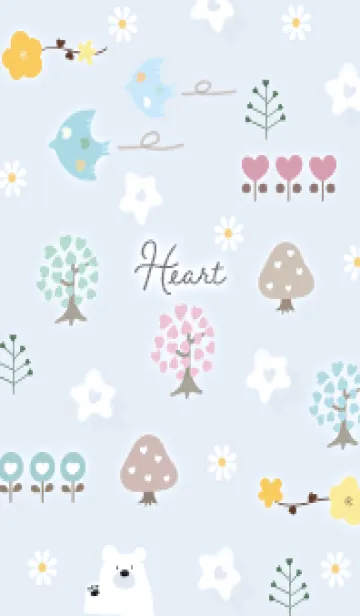 [LINE着せ替え] blue♡ハートの花15_1の画像1