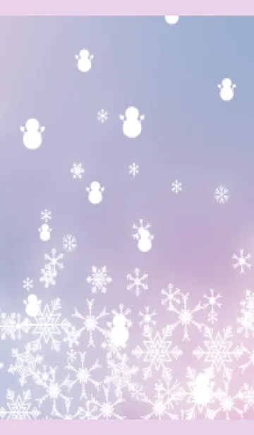 [LINE着せ替え] 雪と雪だるまのシルエット 薄い紫の画像1