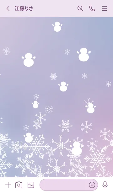 [LINE着せ替え] 雪と雪だるまのシルエット 薄い紫の画像2
