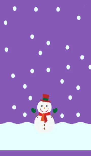 [LINE着せ替え] 雪とほほ笑む雪だるま 紫色の画像1