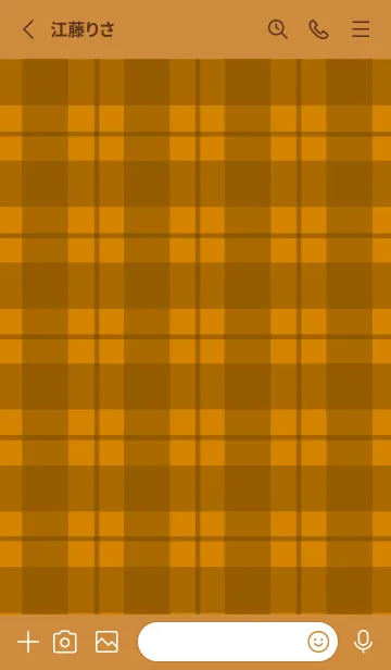 [LINE着せ替え] ブラウンチェック/ブラウン/オレンジの画像2