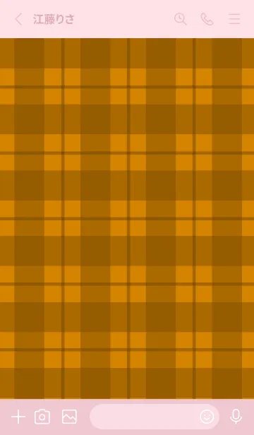 [LINE着せ替え] ブラウンチェックの着せかえ/ローズピンクの画像2