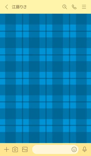 [LINE着せ替え] 青チェックの着せかえ/ライトイエローの画像2
