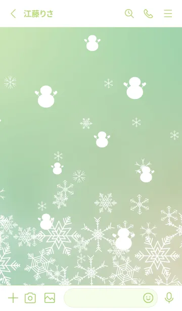 [LINE着せ替え] 雪と雪だるまのシルエット モスグリーン色の画像2