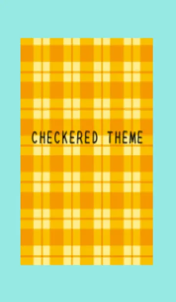 [LINE着せ替え] オレンジチェック/ブルーグリーンの画像1