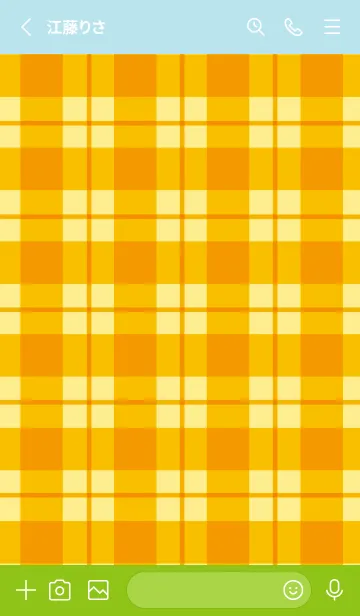 [LINE着せ替え] オレンジチェック/ブルーグリーンの画像2
